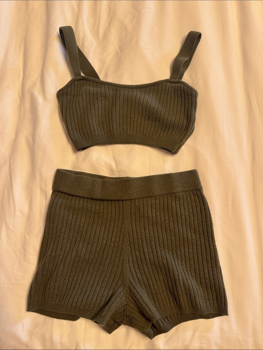 Spiritual Gangster Ribbed Knit Bralette and Shorts